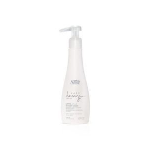 MILK CONDITIONER SIN ACLARADO COLOR CARE: leche protectora, hidratante y emoliente con efecto fijador del color. MODO DE USO: aplicar sobre el cabello húmedo peinando y proceder al secado SIN ENJUAGAR. Envase: Frasco 150 ml.