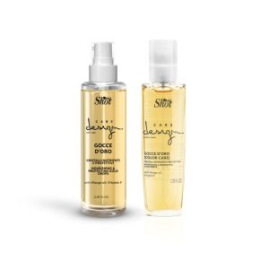 CRISTAL ORO NUTRIENTE Y PROTECTOR COLOR CARE: nutre y protege el tallo y el color, aumentando la hidratación y el brillo. MODO DE USO: aplicar unas gotas y proceder al peinado. Envase: Frasco 100 ml.