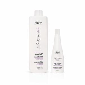 Shot Ambition Tech - CHAMPU AZUL ANTI-AMARILLOS 1000 ML Champú cosmético especial para cabellos rubios, decolorados y grises. Fórmula con pigmentos colorantes de nueva generación. Elimina completamente