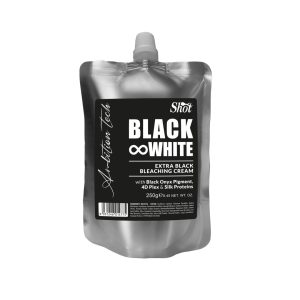 Shot Ambition Tech - DECOLORACIÓN BLACK & WHITE CREMA 250 GR Decoloración en crema de última generación con pigmento negro para contrarrestar los reflejos indeseados ( amarillo y naranja ). Gracias a sus componentes y aceite aclara hasta 7/8 tonos respectando el cabello y el cuero cabelludo. MODO DE USO: mezclar en proporción 1+1 con oxigenada en crema SHOT. No utilizar metal para la mezcla, aplicar en el cabello seco y el tiempo de exposición máximo es de 60 minutos controlando cada 10 minutos el aclarado, enjuagar abundantemente y lavar con champú y mascarilla técnica SHOT. Envase: 250 gr.