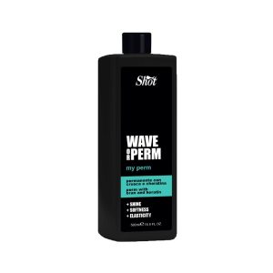 Shot Hair España - Wave Or Perm MY PERM 500 ml Permanente a base de proteínas de trigo y queratina. Su fórmula tecnológicamente avanzada, de estructura variable, le permite adaptarse instantáneamente al compuesto más indicado para cada tipo de cabello.